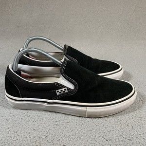 VANS Pop Cush Slip On Skate Shoes Sneakers Black Suede Men's Size 8